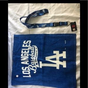 dodgers hand towel and key lanyards